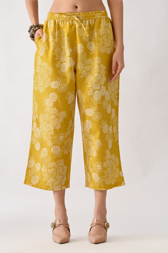 Yellow Printed A-line Kurta 2 Pcs Set