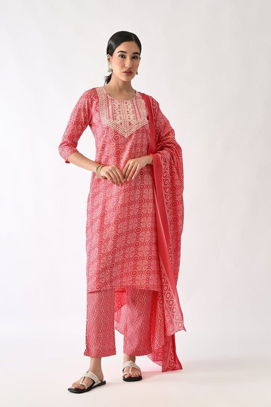 Pink Printed Kurta Set(3 Piece)