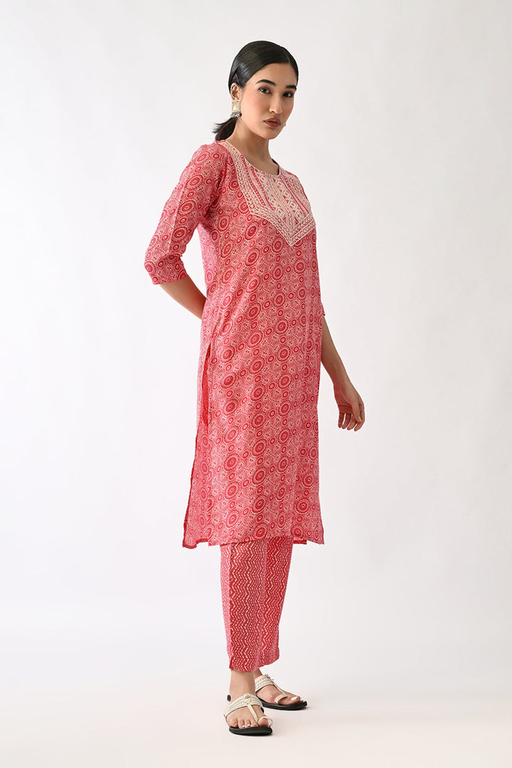 Pink Printed Kurta Set(3 Piece)