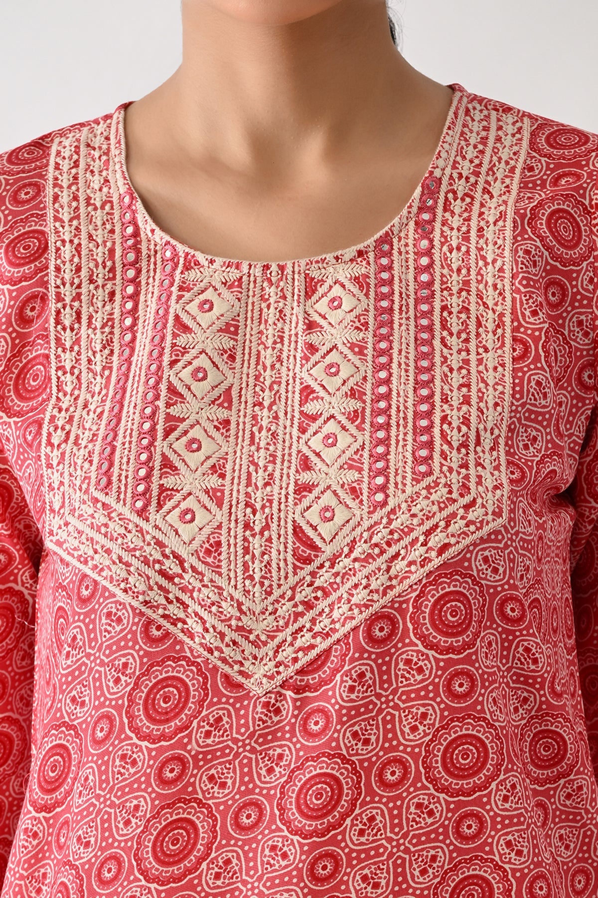 Pink Printed Kurta Set(3 Piece)