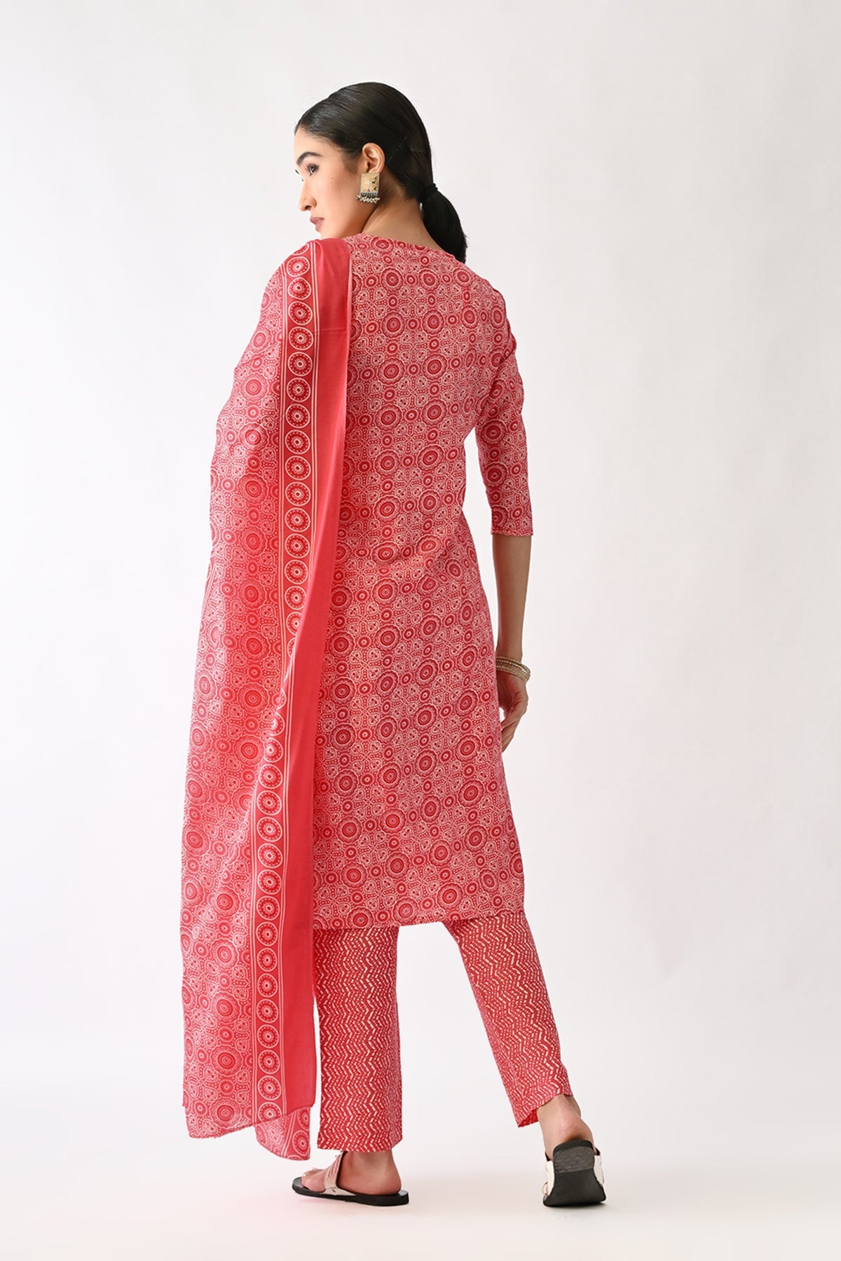 Pink Printed Kurta Set(3 Piece)