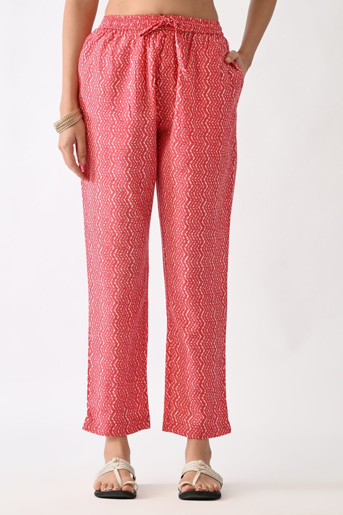 Pink Printed Kurta Set(3 Piece)