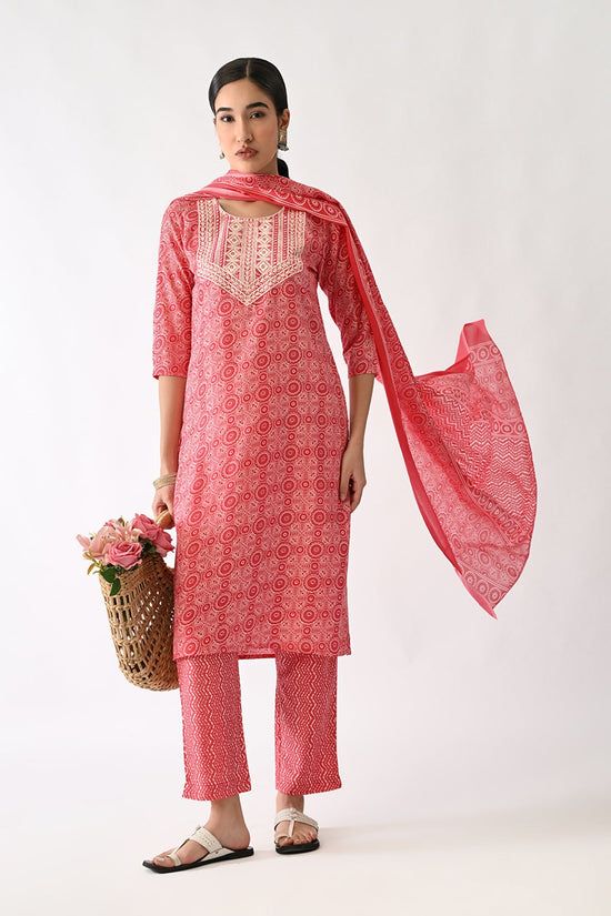 Pink Printed Kurta Set(3 Piece)