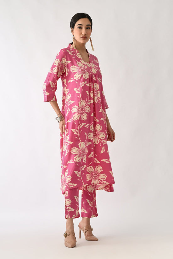 Pink Printed A-line Kurta 2 Pcs Set