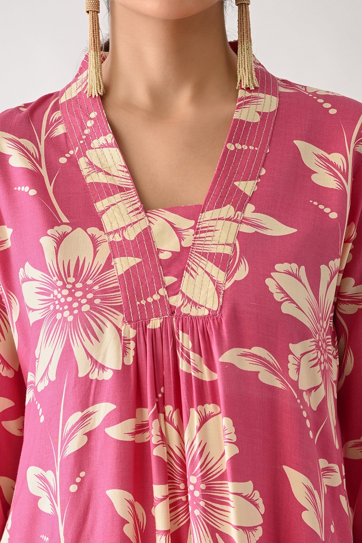Pink Printed A-line Kurta 2 Pcs Set