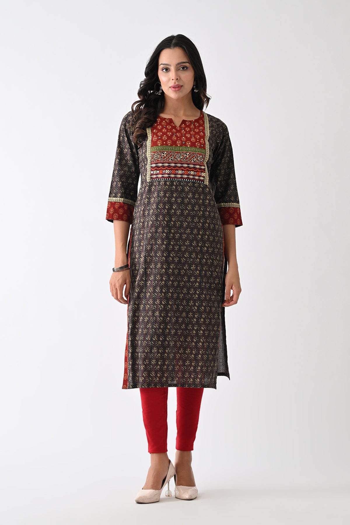 Brown Printed Kurta