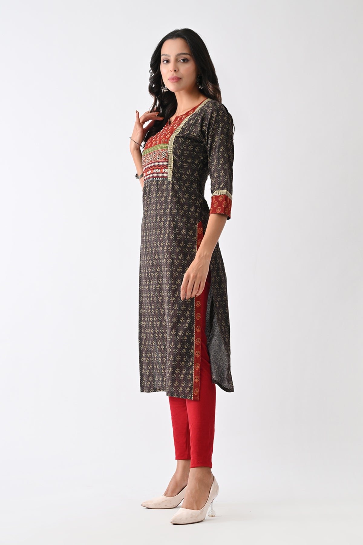 Brown Printed Kurta