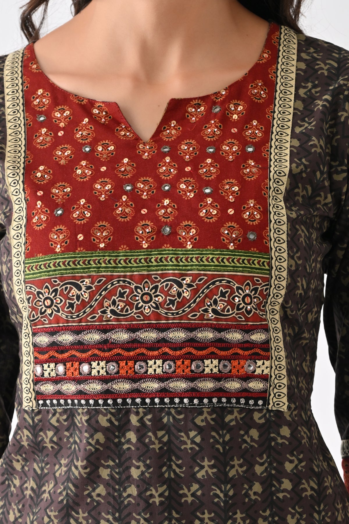 Brown Printed Kurta