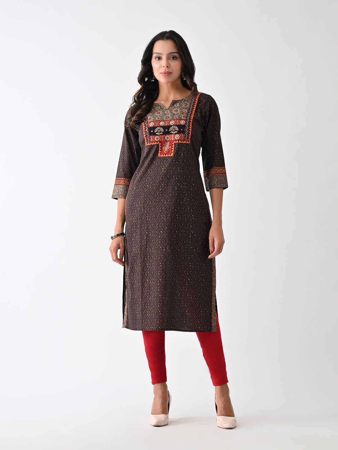 Brown Printed Kurta