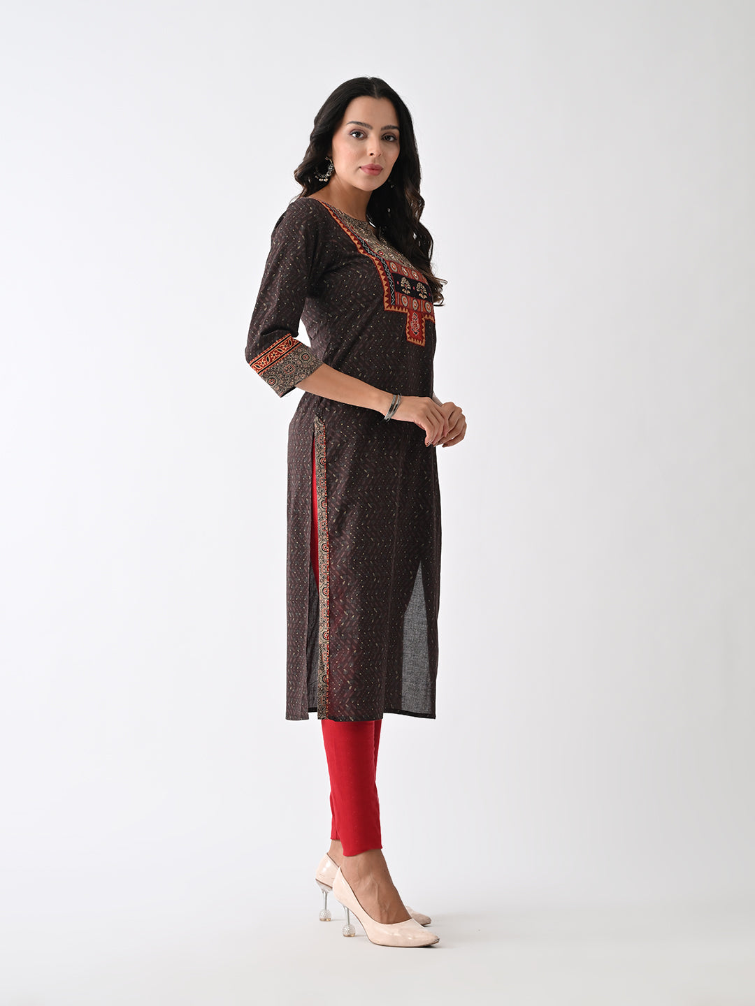 Brown Printed Kurta