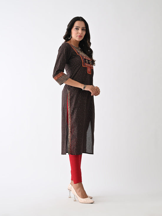 Brown Printed Kurta
