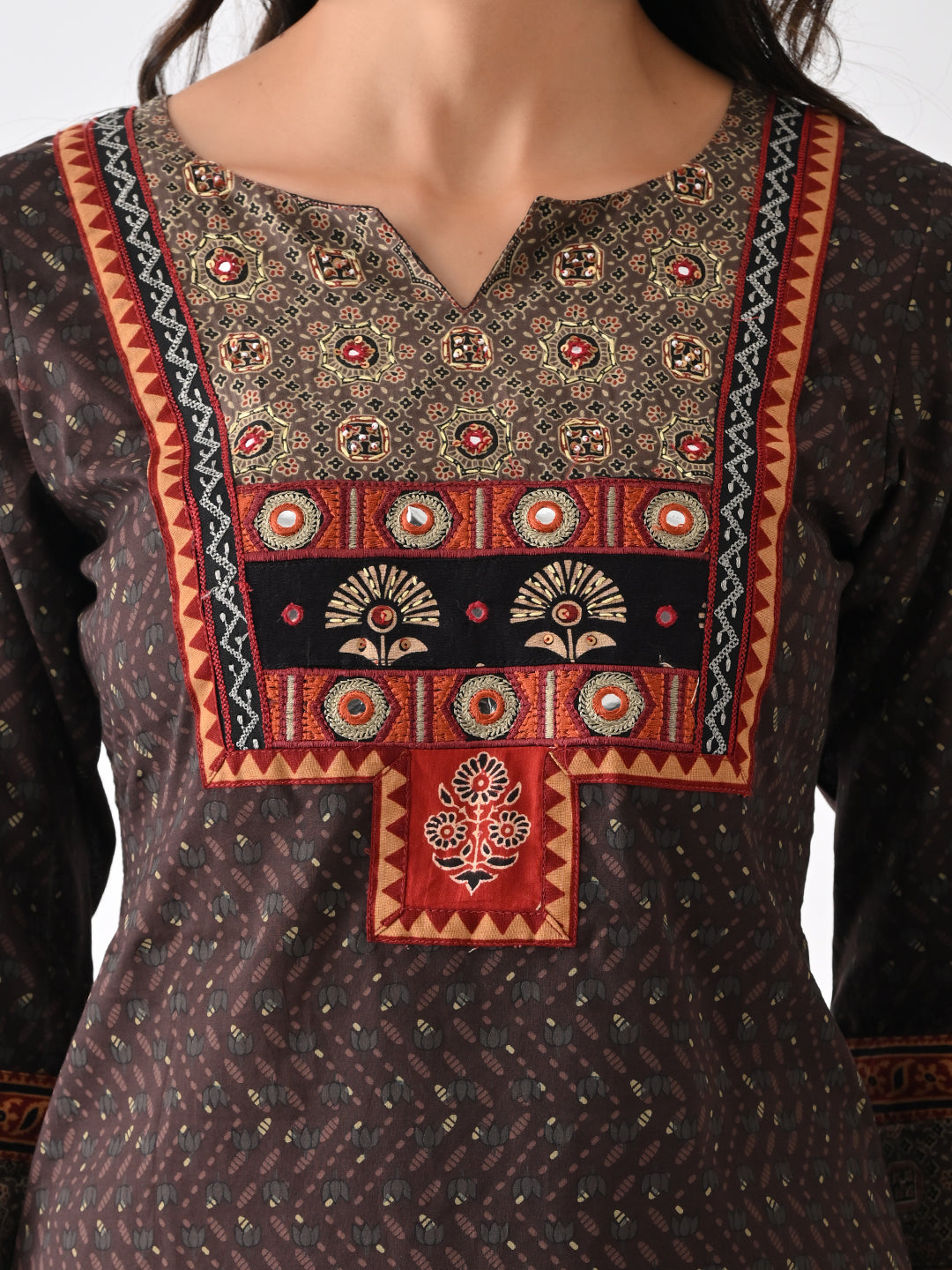 Brown Printed Kurta