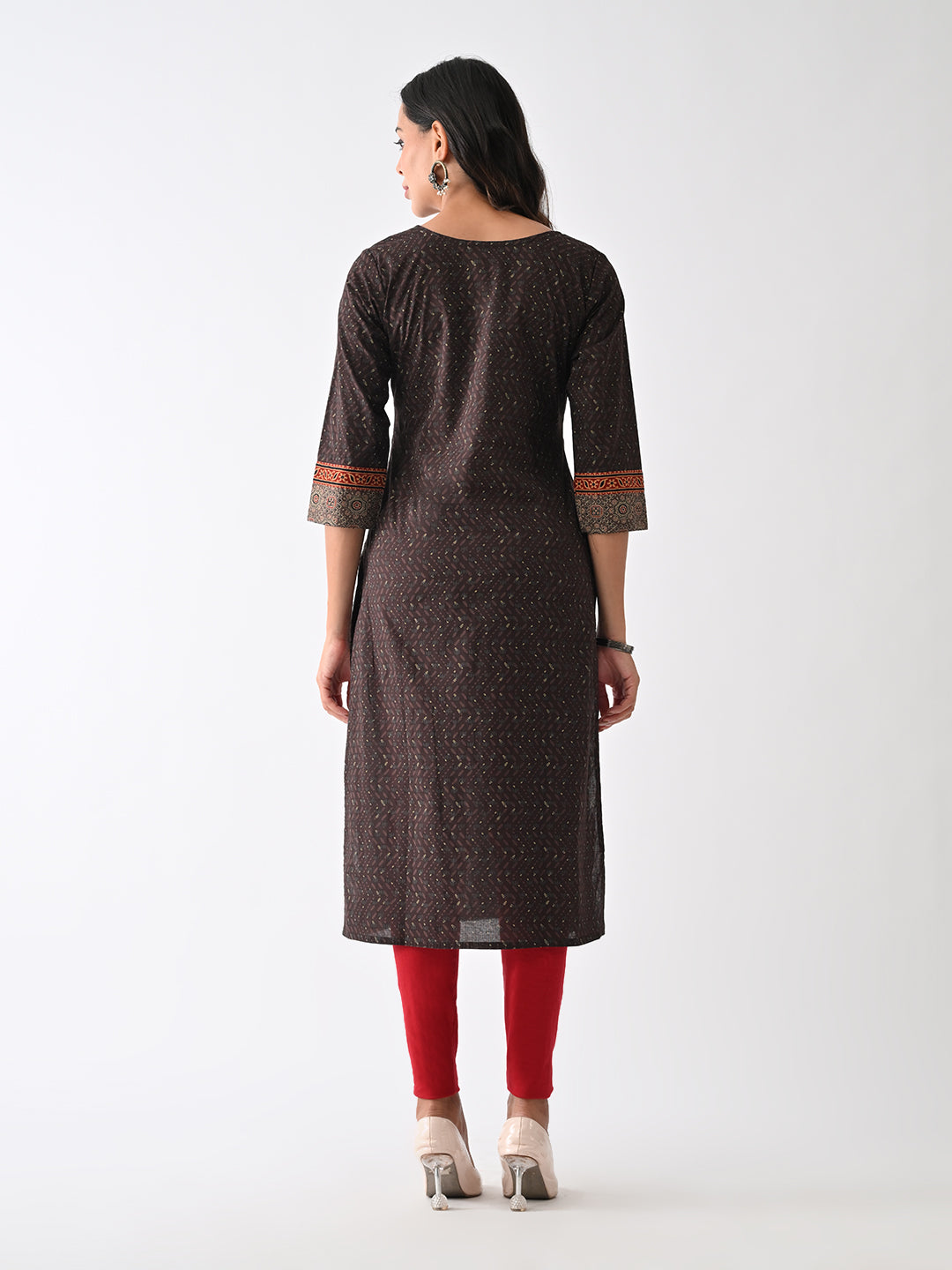 Brown Printed Kurta