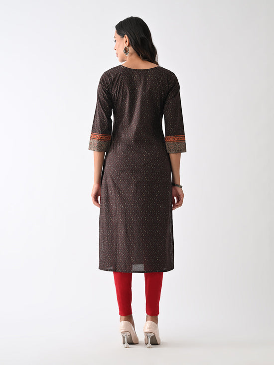 Brown Printed Kurta
