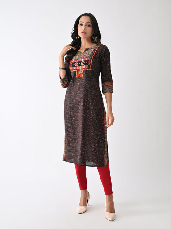 Brown Printed Kurta