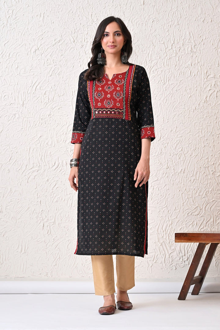 Black Printed Kurta