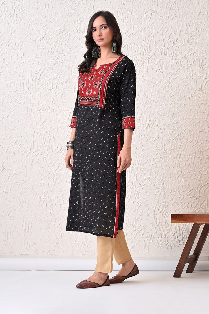 Black Printed Kurta