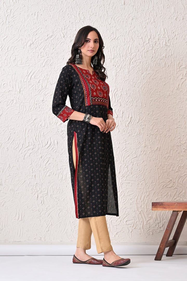 Black Printed Kurta