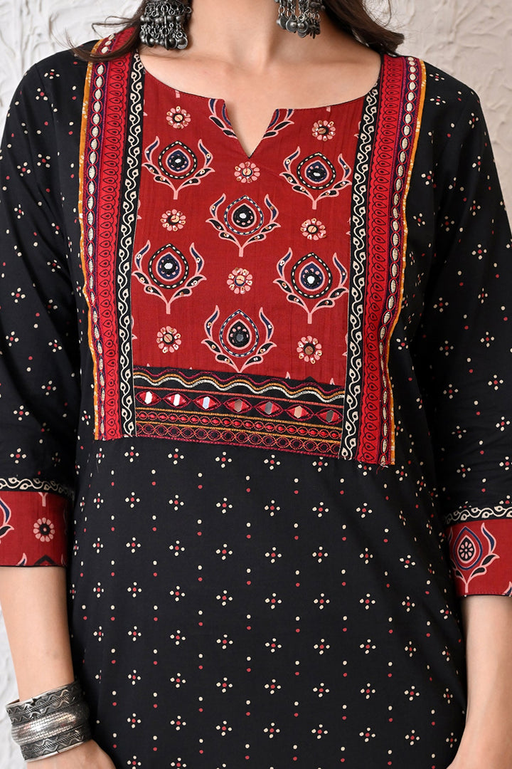 Black Printed Kurta