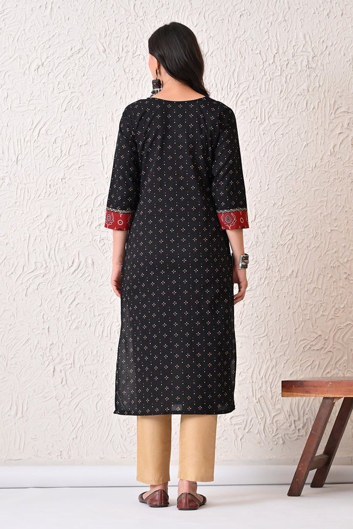 Black Printed Kurta