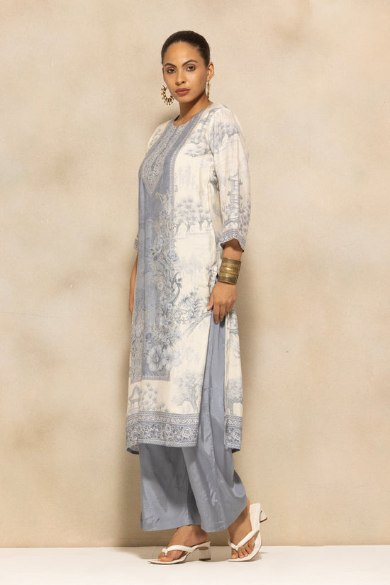 Cream Printed Kurta 3 Pcs Set