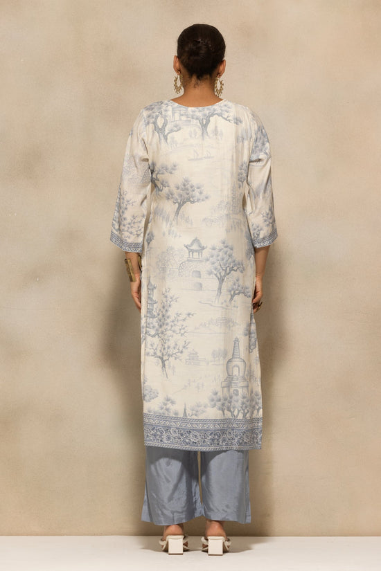 Cream Printed Kurta 3 Pcs Set