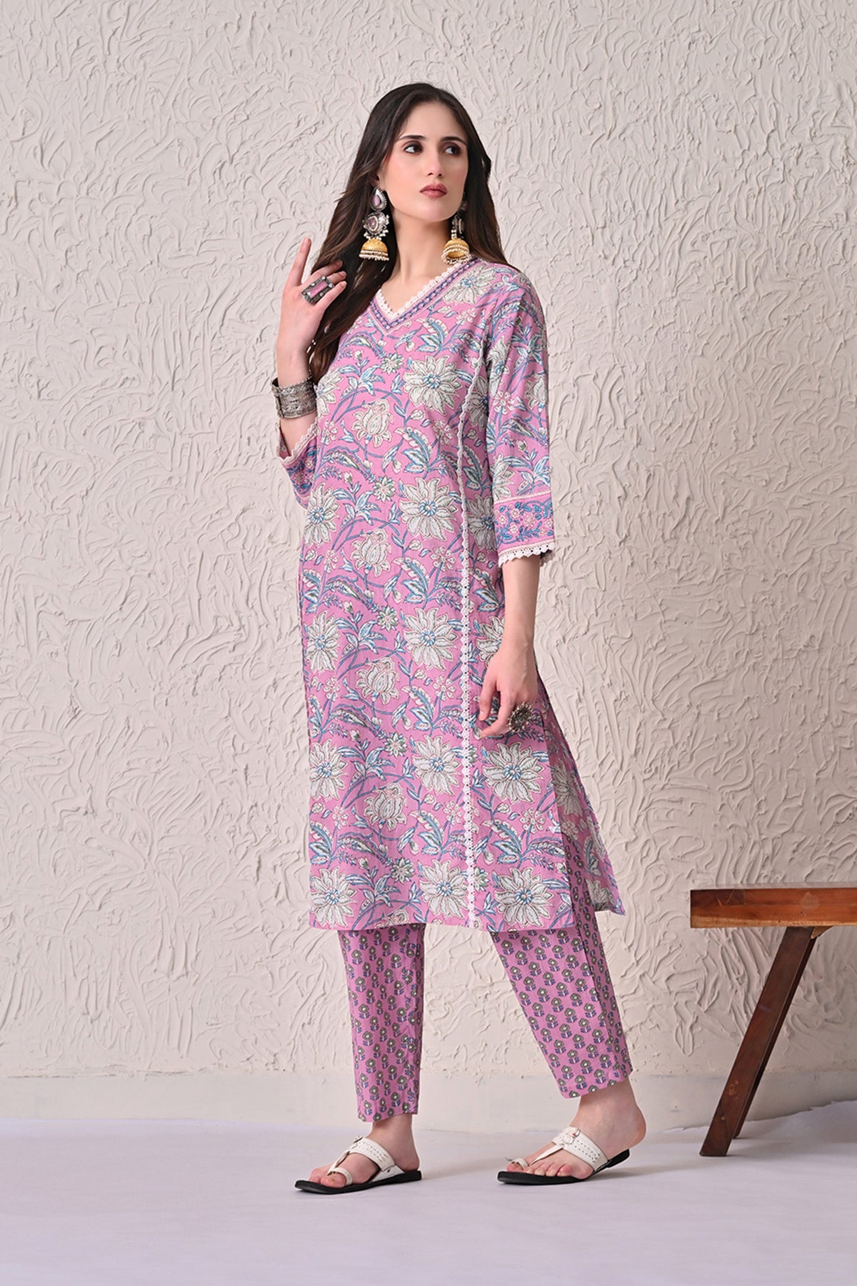 Pink Printed Kurta 2 Pcs Set