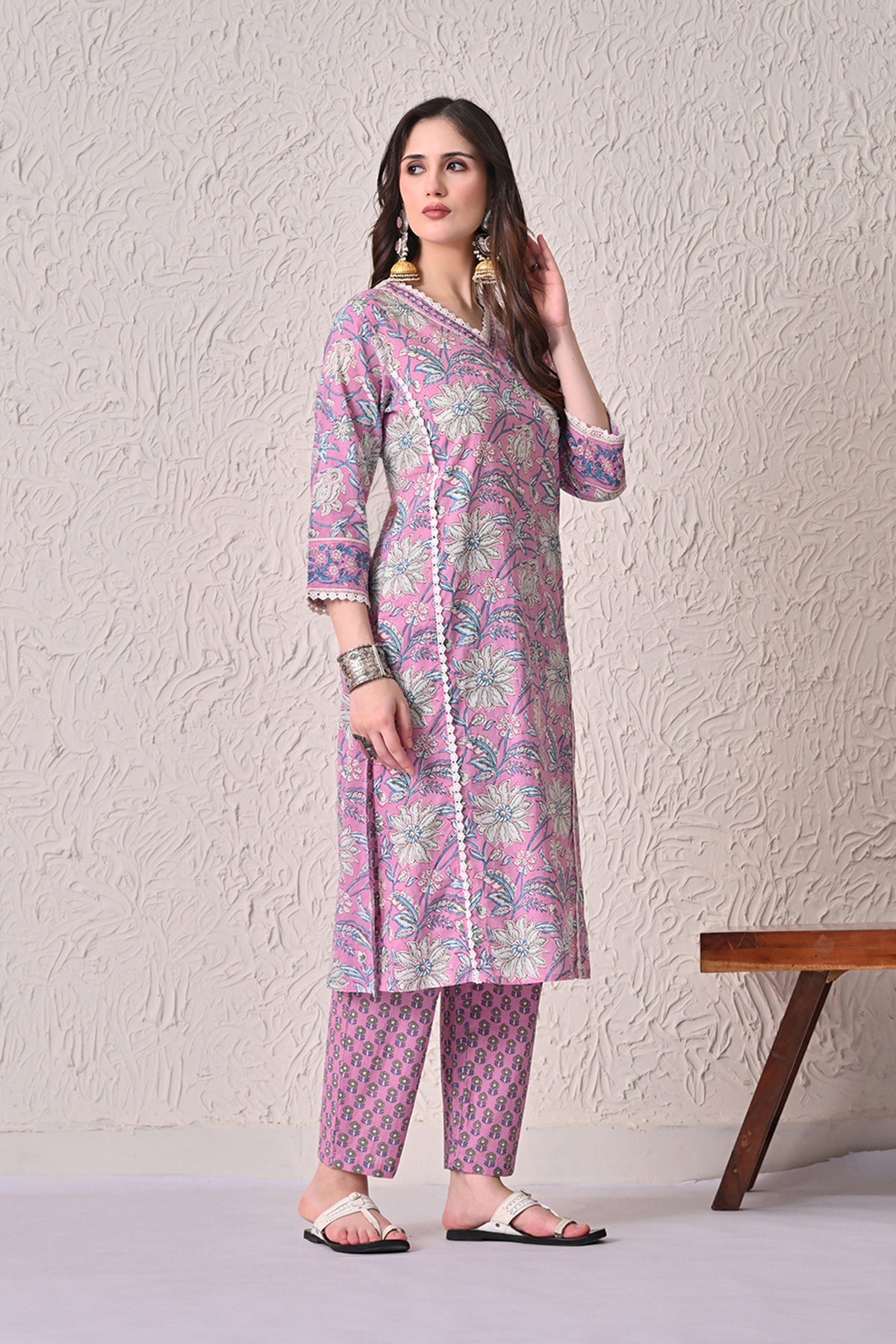 Pink Printed Kurta 2 Pcs Set