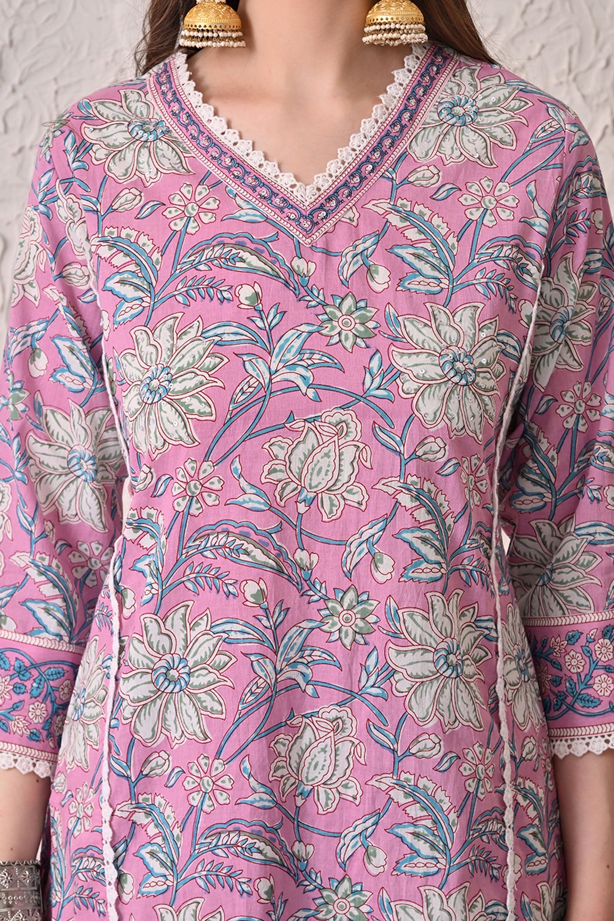 Pink Printed Kurta 2 Pcs Set