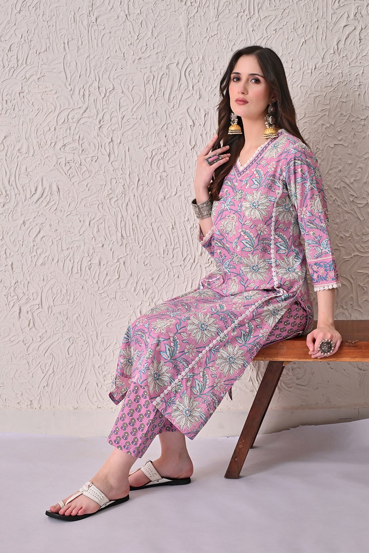 Pink Printed Kurta 2 Pcs Set
