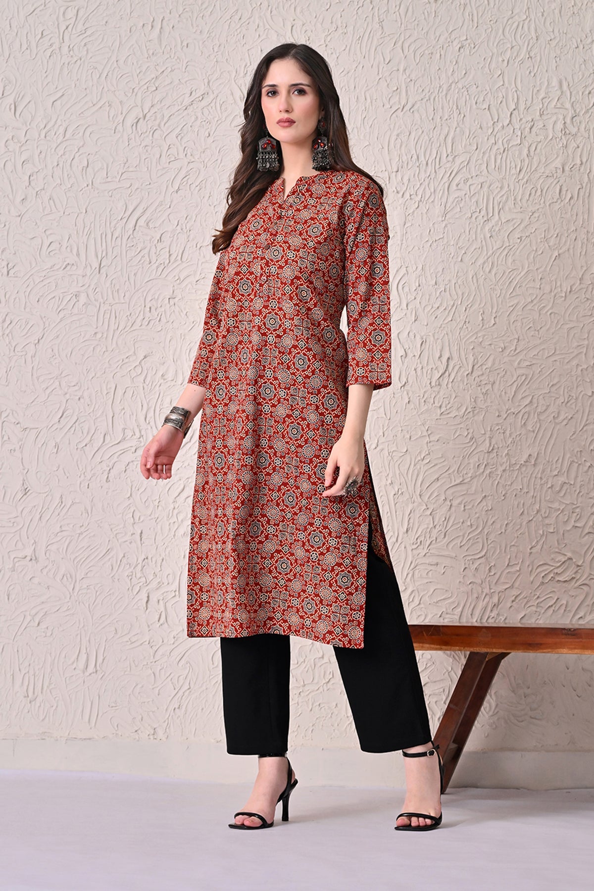 Rust Printed Kurta