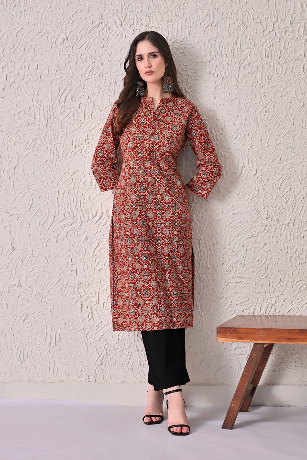 Rust Printed Kurta