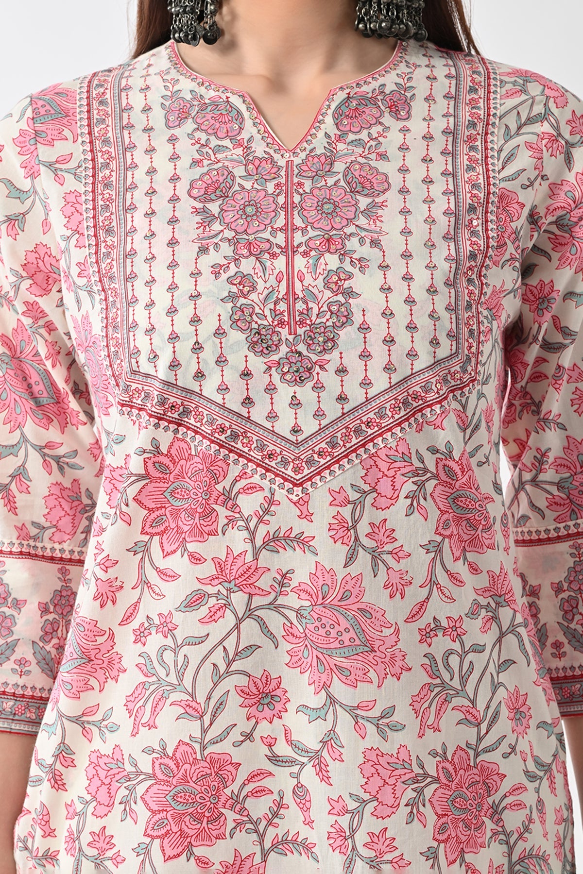 Cream Printed Kurta 2 Pcs Set