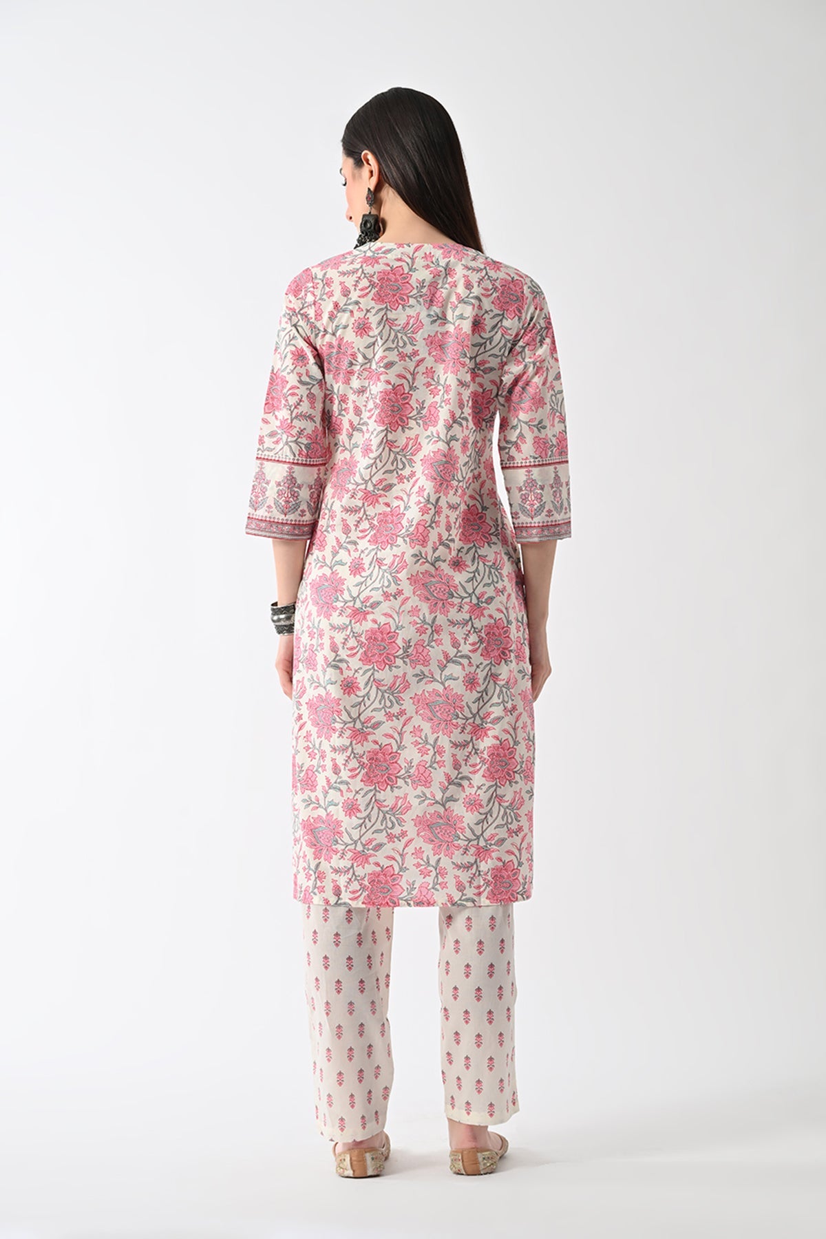 Cream Printed Kurta 2 Pcs Set