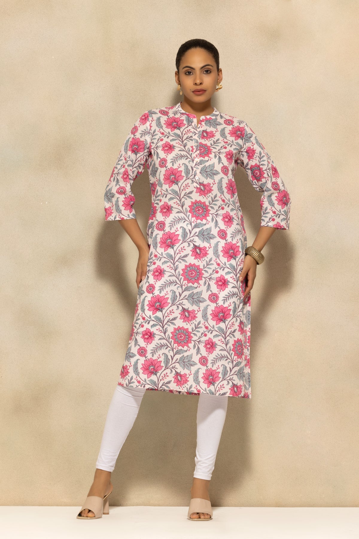 Light Pink Floral Printed Kurta