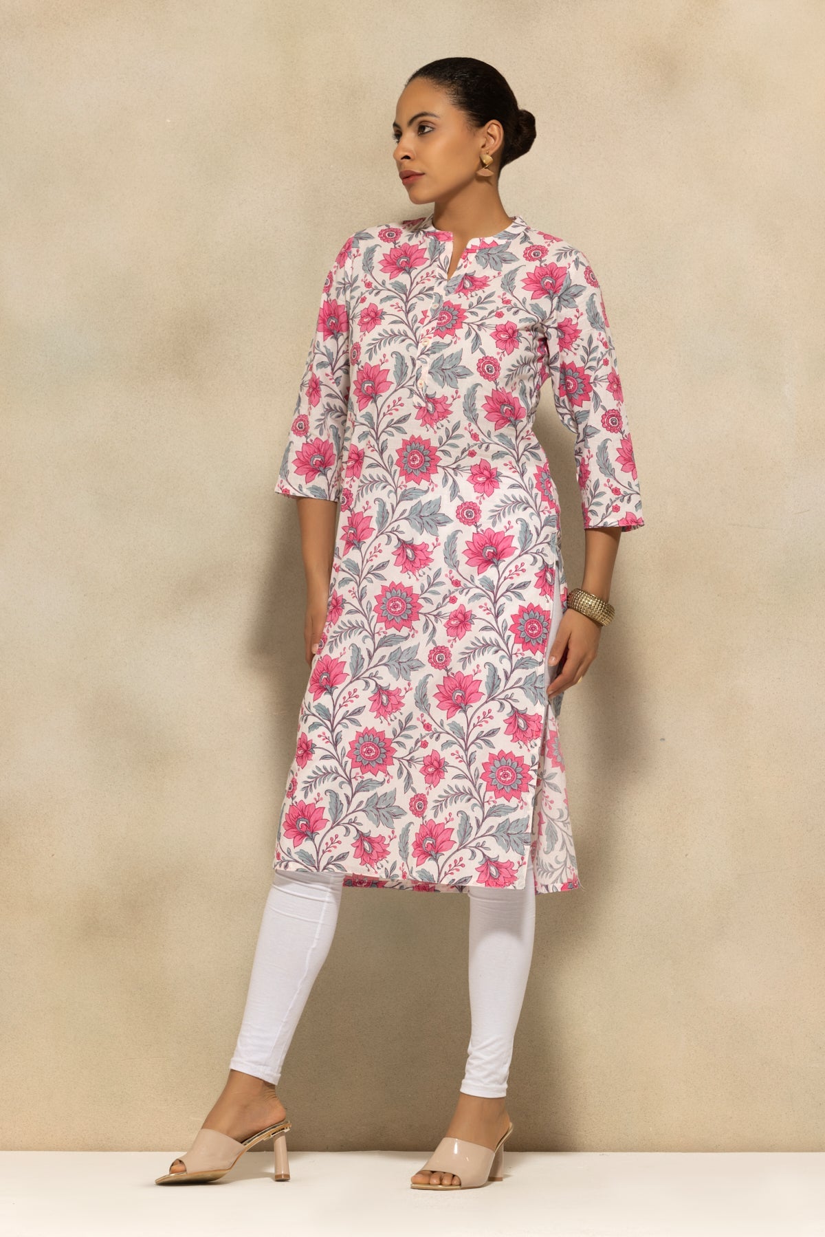 Light Pink Floral Printed Kurta
