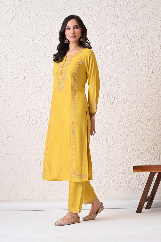 Yellow Embroidered Kurta 2 Pcs Set