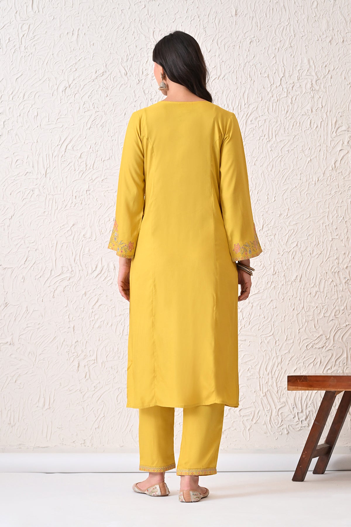Yellow Embroidered Kurta 2 Pcs Set