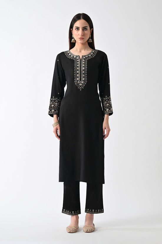 Black Embroidered Kurta 2 Pcs Set