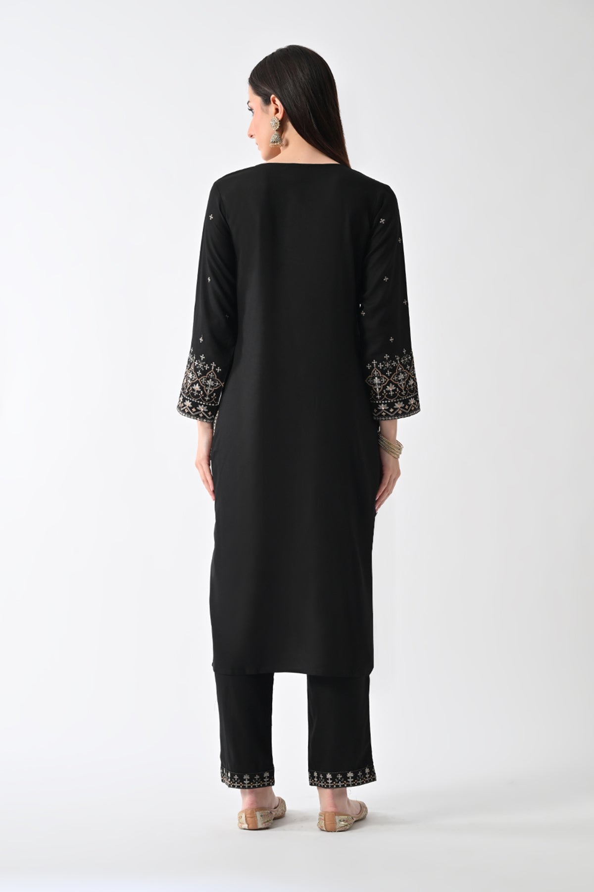 Black Embroidered Kurta 2 Pcs Set