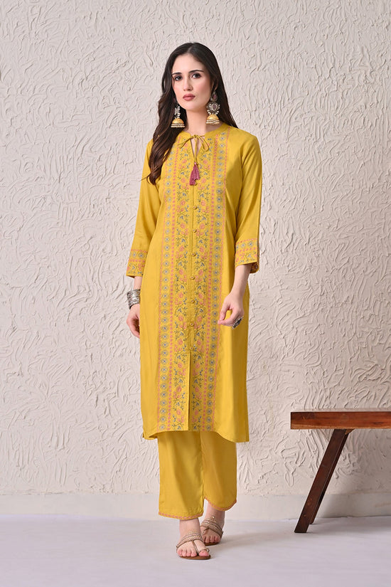 Yellow Embroidered Kurta 2 Pcs Set