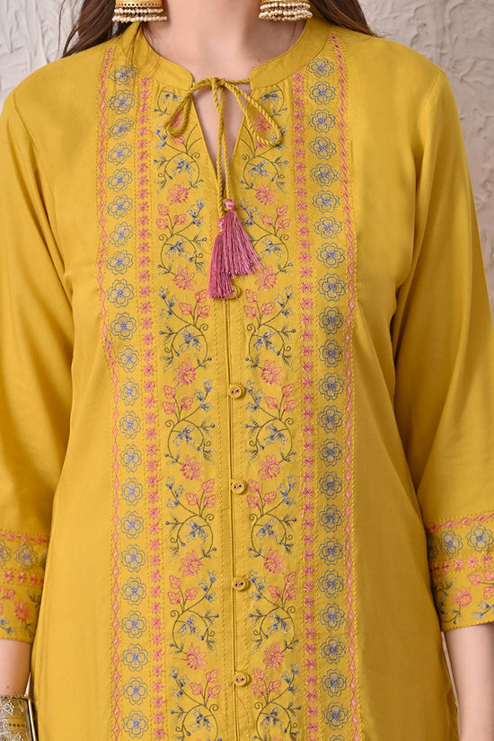 Yellow Embroidered Kurta 2 Pcs Set