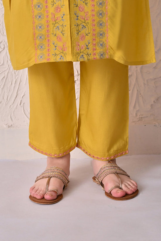 Yellow Embroidered Kurta 2 Pcs Set