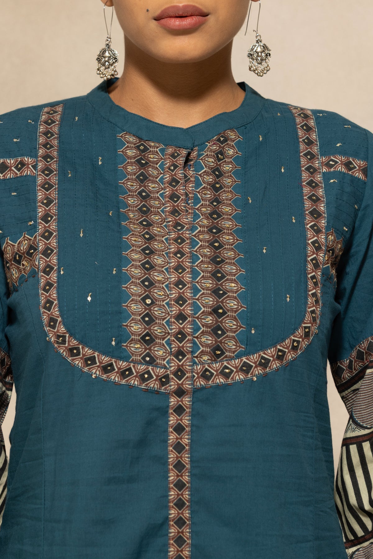Teal Self-Design Kurta 2 Pcs Set