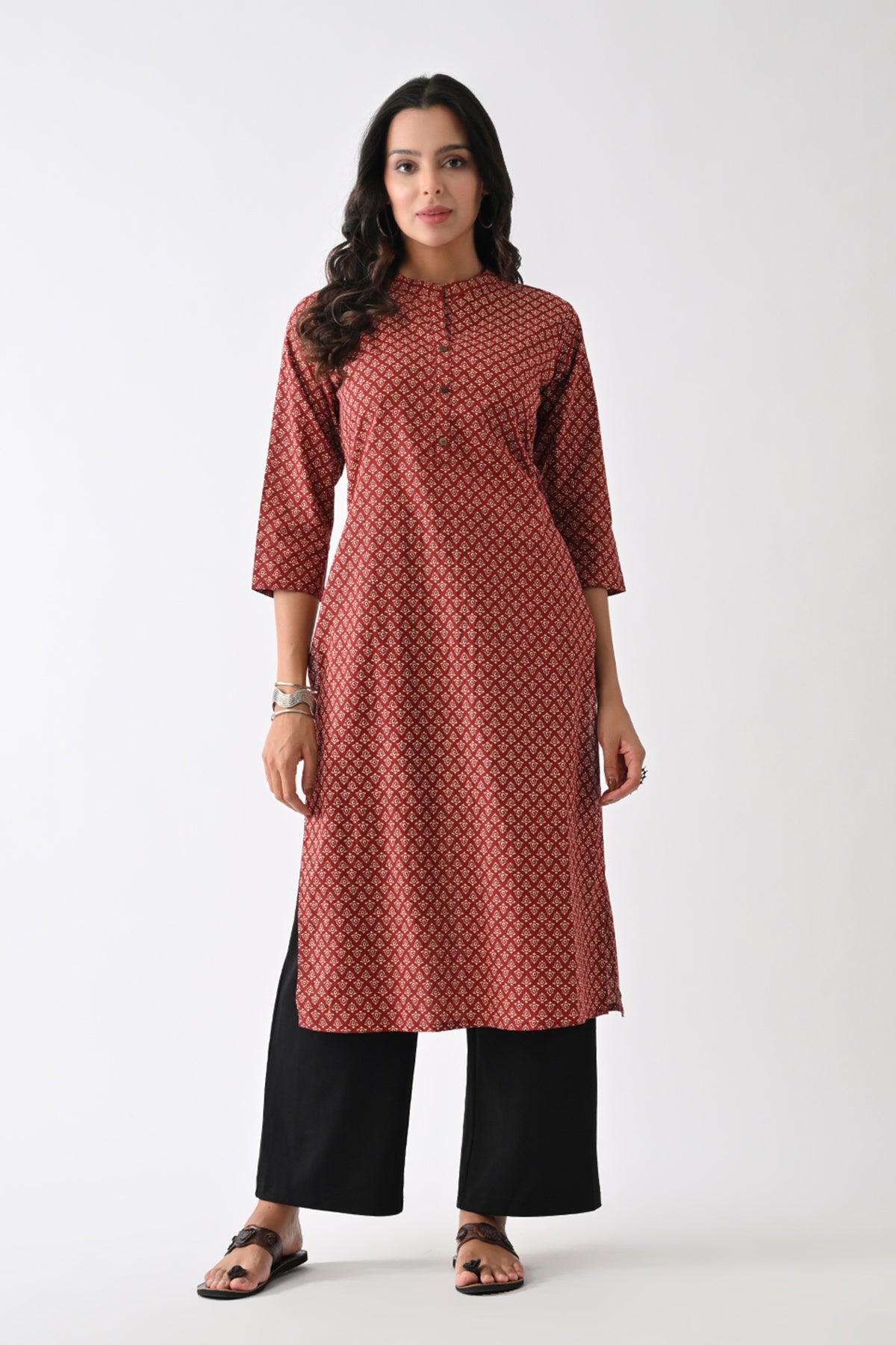 Rust Printed Kurta