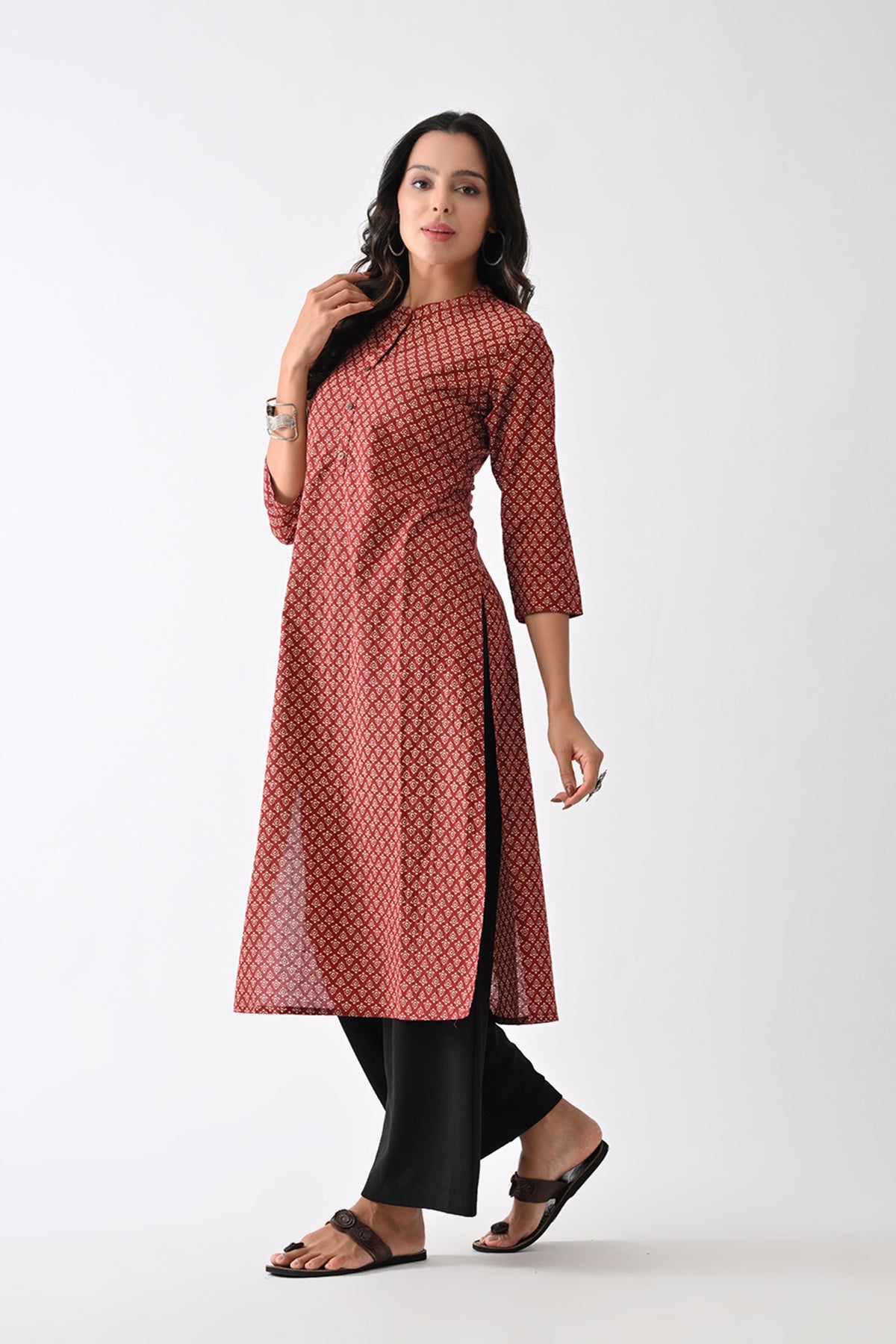 Rust Printed Kurta