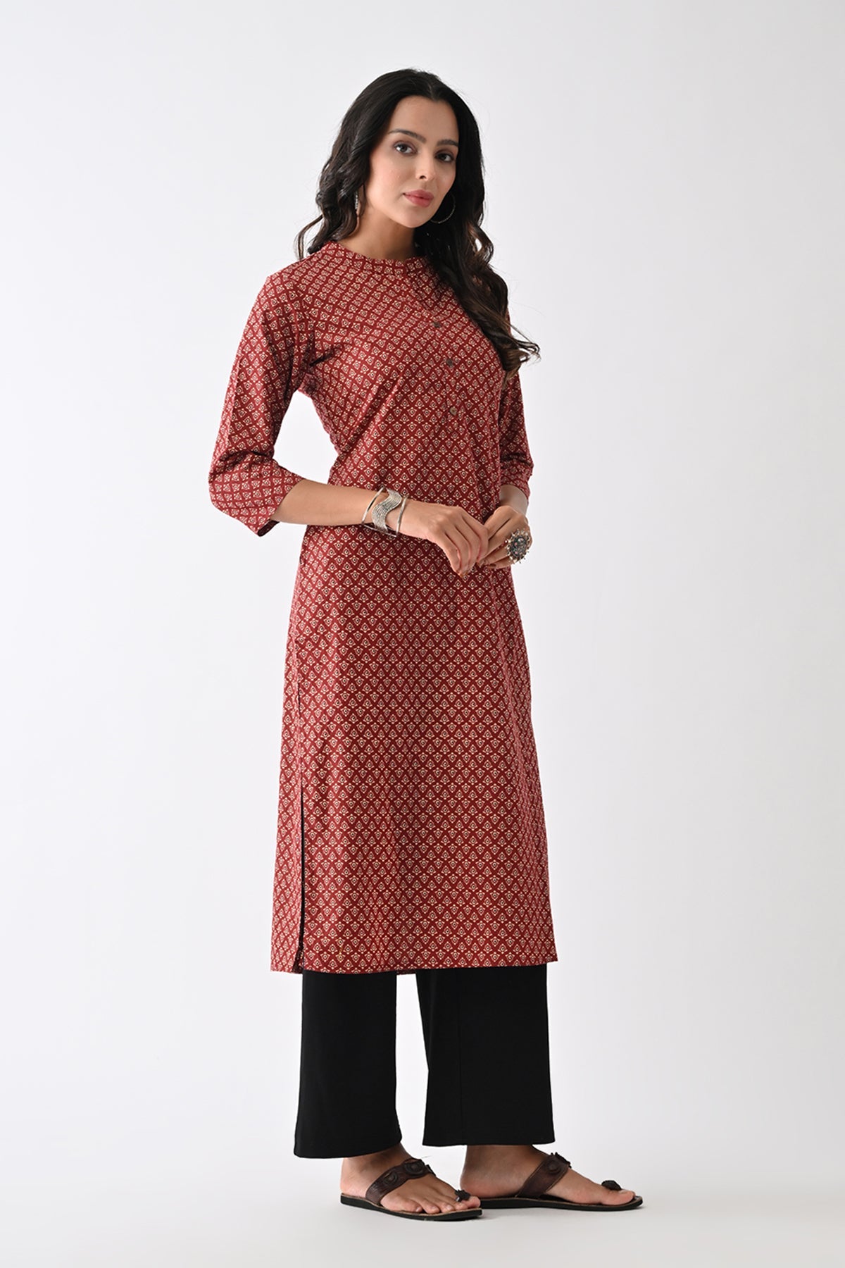 Rust Printed Kurta