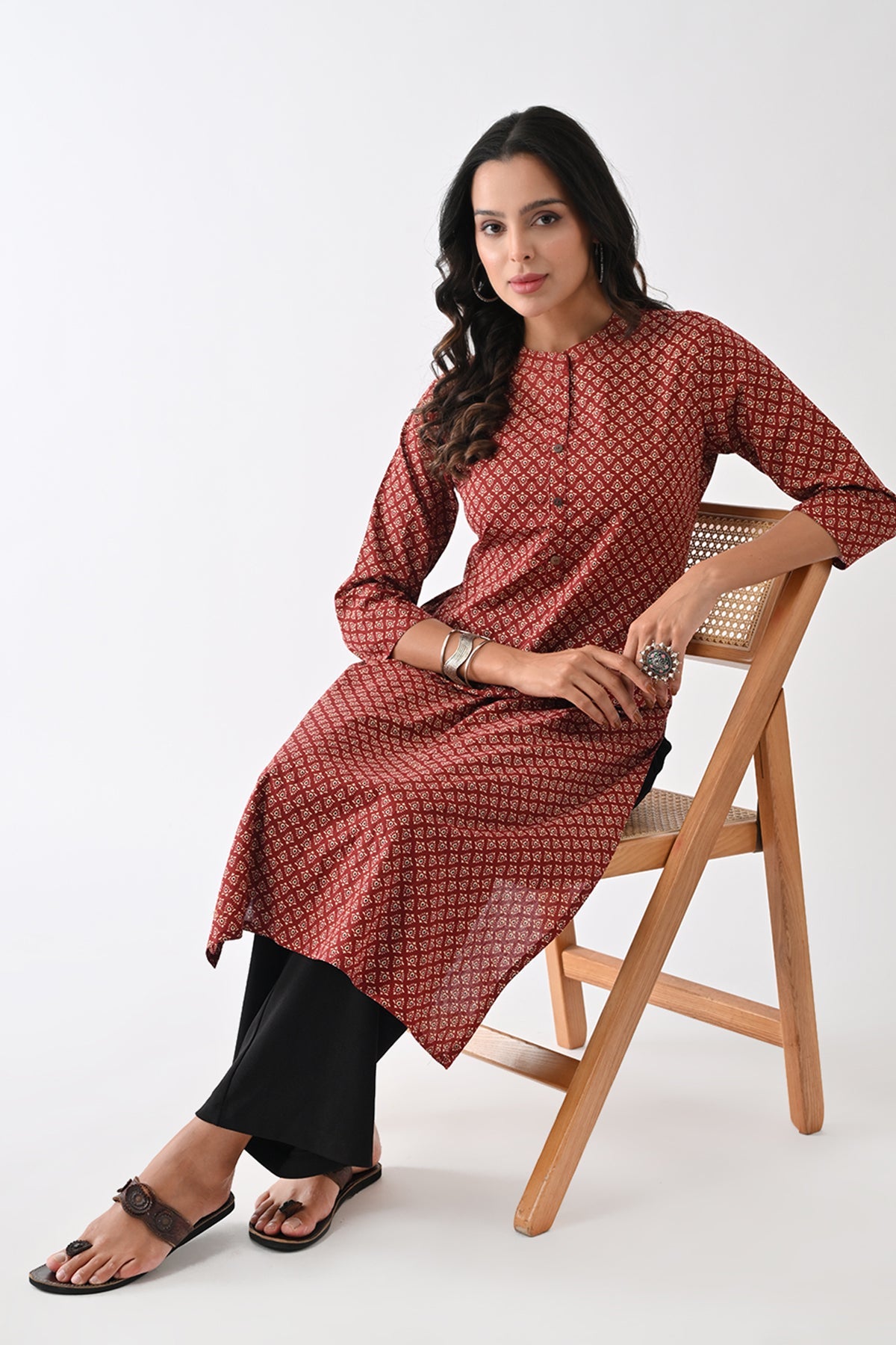 Rust Printed Kurta