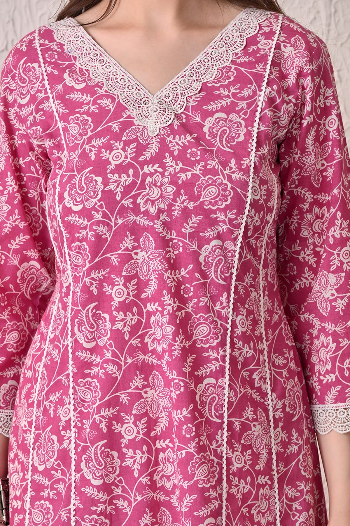 Pink Printed A-line Kurta 2 Pcs Set