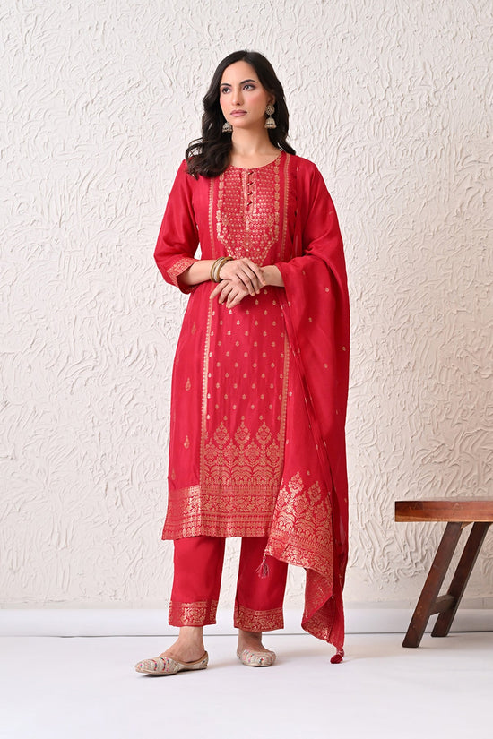 Pink Self-Design Kurta 3 Pcs Set
